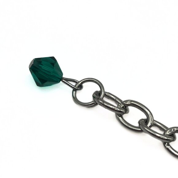 Handcrafted Swarovski Peridot, Lilac, & Blue Crystal Bracelet - Shiny Silver - Picture 8 of 12